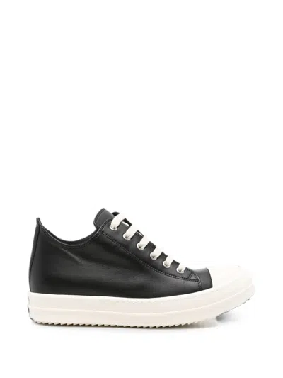 Rick Owens Leather Sneakers In Black