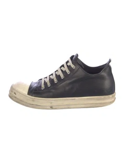 Pre-owned Rick Owens Leather Sneakers In Black