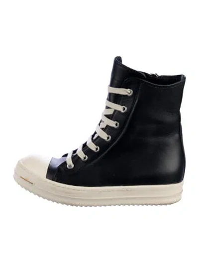 Pre-owned Rick Owens Leather Sneakers In Black