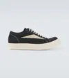 Rick Owens Vintage Leather Sneakers With White Stitching In Black