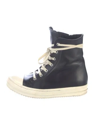 Pre-owned Rick Owens Leather Sneakers In Blue