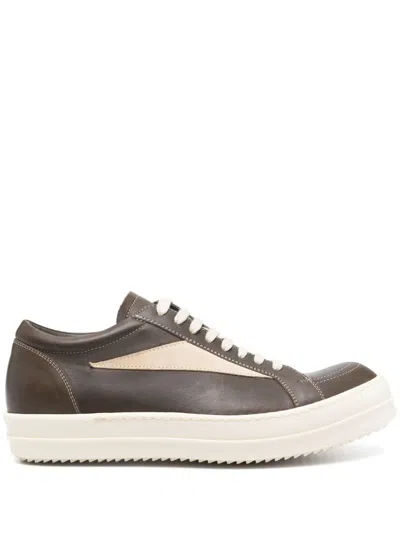 Rick Owens Leather Sneakers In Brown