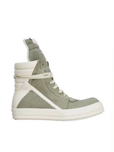 Rick Owens Leather Sneakers Geobasket Celadon