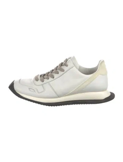 Pre-owned Rick Owens Leather Sneakers In Gray