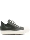 Rick Owens Low Sneaks In Grain Calf Leather In Green