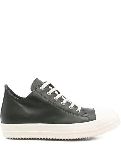 Rick Owens Low Sneaks In Grain Calf Leather In Black