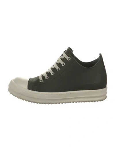 Pre-owned Rick Owens Leather Sneakers In Green