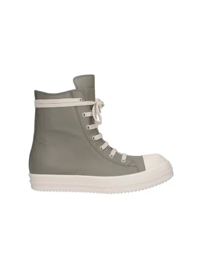 Rick Owens Leather Sneakers In Green