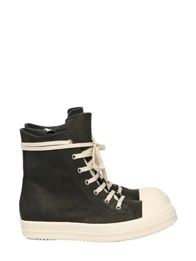 Rick Owens Leather Sneakers In Green