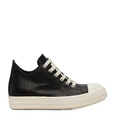 Rick Owens Leather Sneakers In Black
