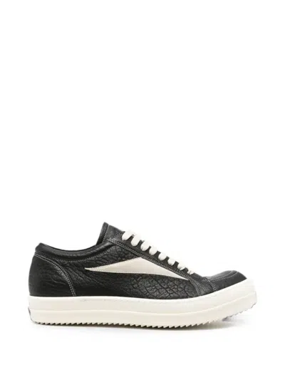 Rick Owens Leather Sneakers In Black