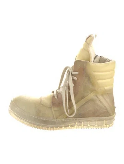 Pre-owned Rick Owens Leather Sneakers In Neutral
