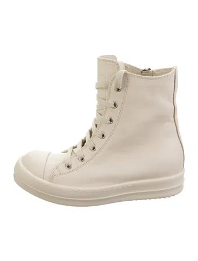 Pre-owned Rick Owens Leather Sneakers In Neutral