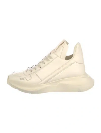 Pre-owned Rick Owens Leather Sneakers In Neutral