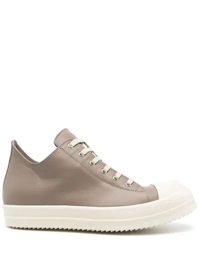 Rick Owens Leather Sneakers In Neutrals