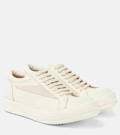 Rick Owens Leather Sneakers In White