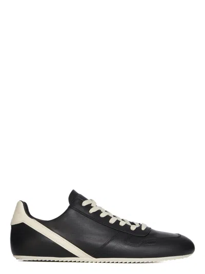 Rick Owens Leather Sneakers With Thin Shark-tooth Sole In Black
