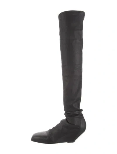 Pre-owned Rick Owens Leather Sock Boots In Black