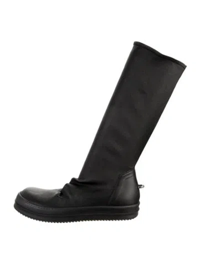 Pre-owned Rick Owens Leather Sock Boots In Black