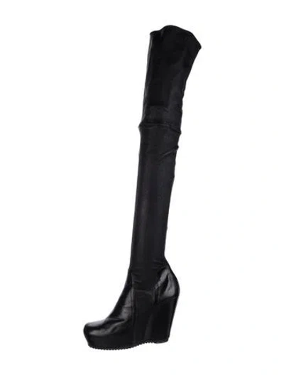 Pre-owned Rick Owens Leather Sock Boots In Black