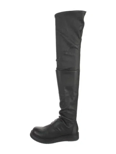 Pre-owned Rick Owens Leather Sock Boots In Black