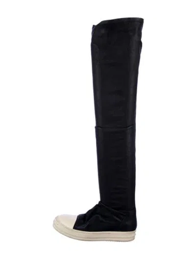 Pre-owned Rick Owens Leather Sock Boots In Black