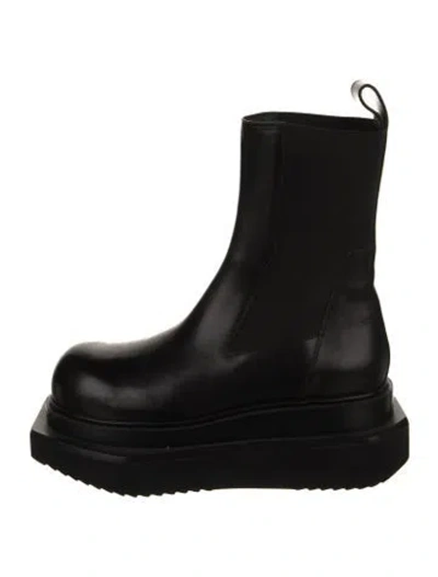 Pre-owned Rick Owens Leather Sock Boots In Black