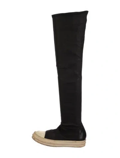 Pre-owned Rick Owens Leather Sock Boots In Black