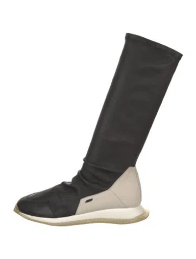 Pre-owned Rick Owens Leather Sock Boots In Black