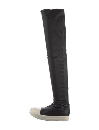Pre-owned Rick Owens Leather Sock Boots In Black