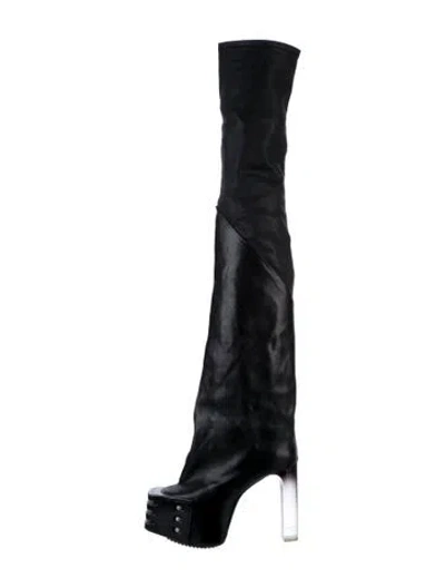 Pre-owned Rick Owens Leather Sock Boots In Black