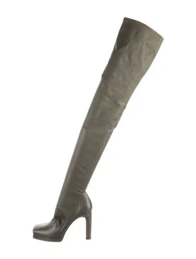 Pre-owned Rick Owens Leather Sock Boots In Green