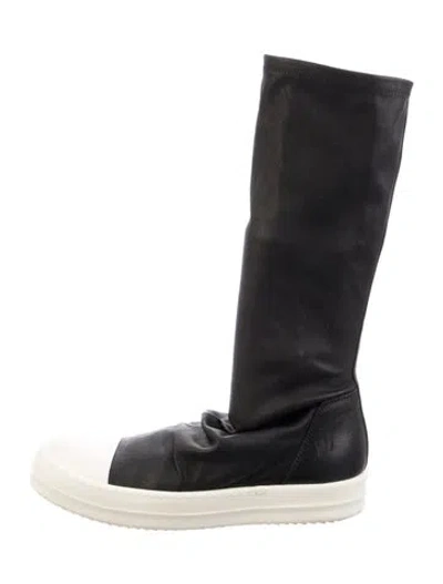 Pre-owned Rick Owens Leather Sock Sneakers In Black