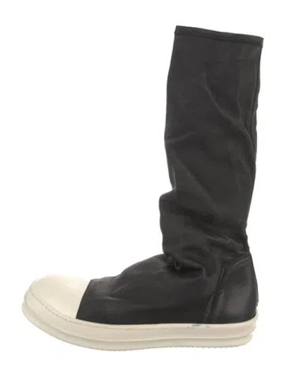 Pre-owned Rick Owens Leather Sock Sneakers In Black