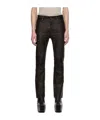 Rick Owens Black Jim Cut Leather Pants In Brown