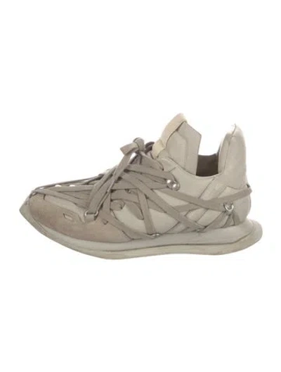 Pre-owned Rick Owens Leather Studded Accents Athletic Sneakers In Black