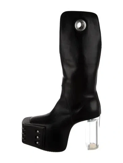 Pre-owned Rick Owens Leather Studded Accents Boots In Black