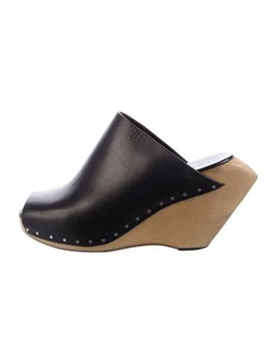 Pre-owned Rick Owens Leather Studded Accents Mules In Black