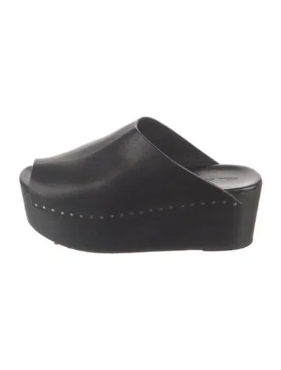 Pre-owned Rick Owens Leather Studded Accents Slides In Black