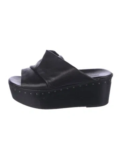 Pre-owned Rick Owens Leather Studded Accents Slides In Black
