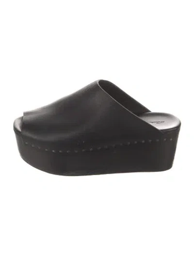 Pre-owned Rick Owens Leather Studded Accents Slides In Black