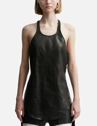 Rick Owens Leather Tank In Black