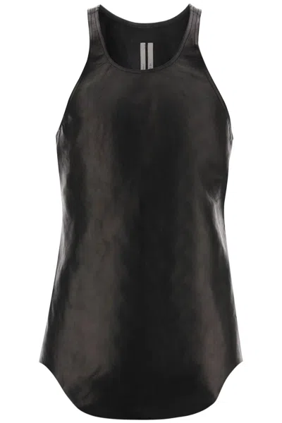 Rick Owens Leather Tank Top In Black