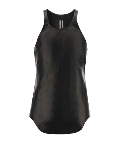 RICK OWENS RICK OWENS LEATHER SLEEVELESS TANK TOP