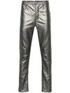 Rick Owens Leather Tapered Trousers In Silver