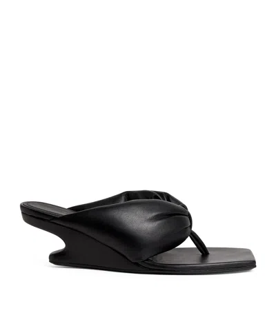 Rick Owens Leather Thong Wedge Sandals 60 In Black