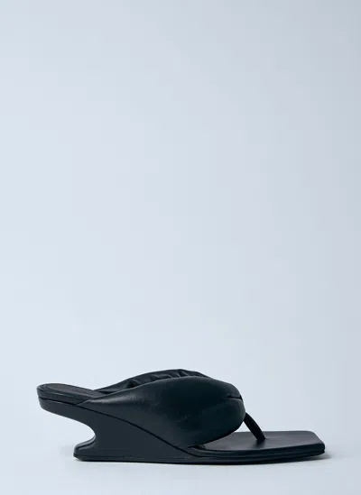 RICK OWENS LEATHER THONG WEDGE SANDALS