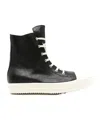 Rick Owens Hollywood Leather High Top Sneaker In Black
