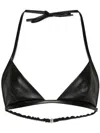 Rick Owens Snake Print Leather Triangle Bra In Black