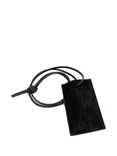Rick Owens Leather-trimmed Hair-on-hide Keychain In Black